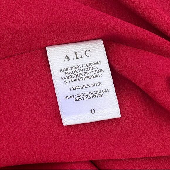 A.L.C. Carolina Puff Shoulder Silk Jacquard Dress in red - Picture 5 of 12
